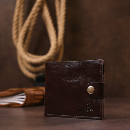 Universal Men's Wallet SHVIGEL 16464 Brown Genuine Leather from Ukraine