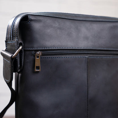 Men's Leather Bag SHVIGEL 11098 Black Natural Leather Made in Ukraine
