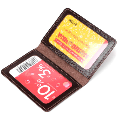 Leather ID Holder SHVIGEL 13945 Brown Natural Leather Made in Ukraine