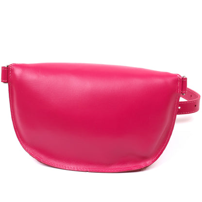 Stylish Women's Leather Banana Bag SHVIGEL 16392 Raspberry Color Premium Quality