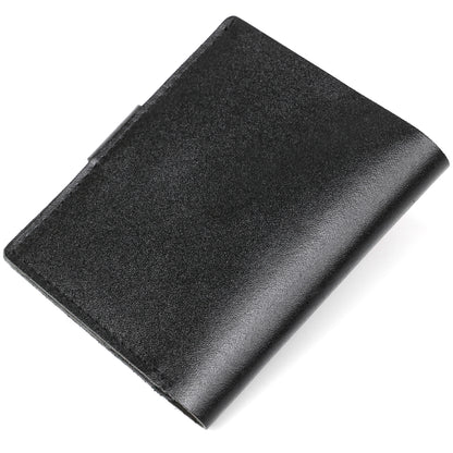Vertical Men's Leather Wallet with Coin Pocket SHVIGEL 16221 Black - Genuine Leather from Ukraine