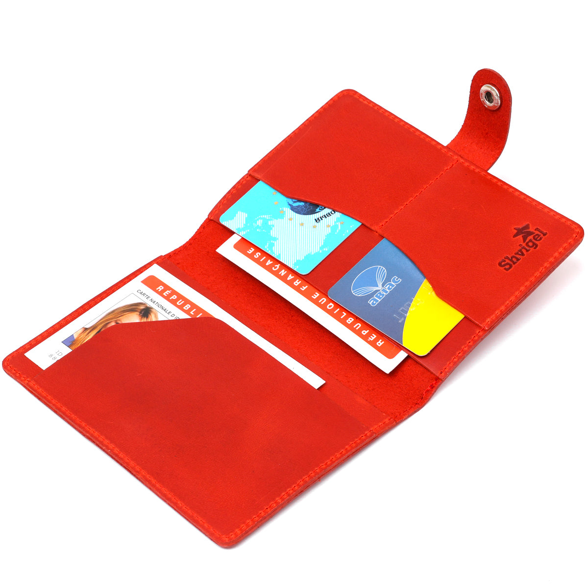 Stylish Matte Leather Travel Case SHVIGEL 16519 Red Made in Ukraine Elegant Design