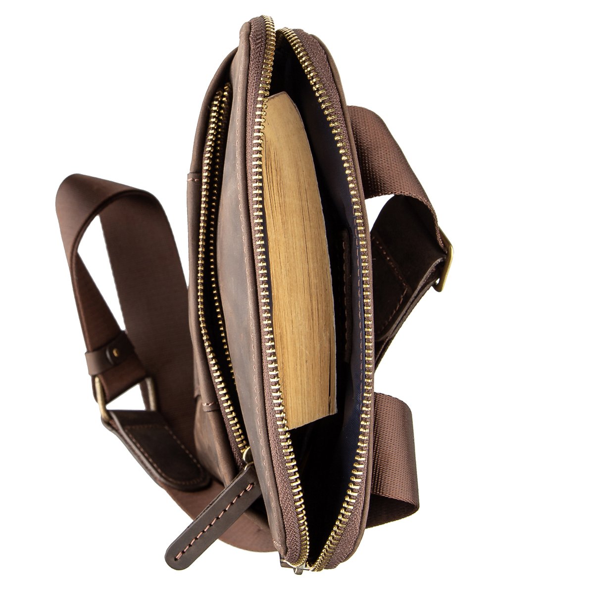 Stylish Men's Vintage Leather Messenger Bag SHVIGEL 11180 Brown, Genuine Leather