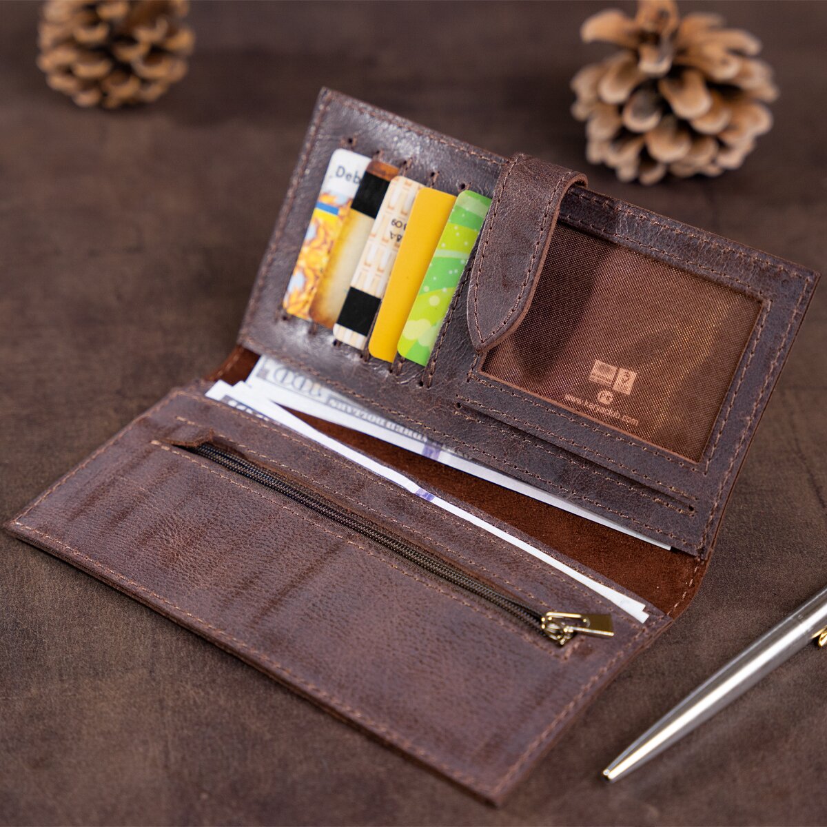 Leather Wallet SHVIGEL 13933 Brown Premium Quality Genuine Leather Crafted in Ukraine