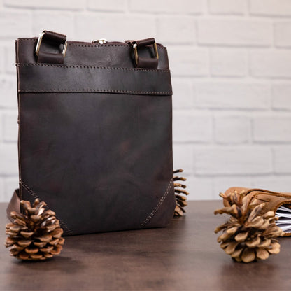 Leather Bag SHVIGEL 11018 Brown, Genuine Leather, Made in Ukraine, Stylish Design