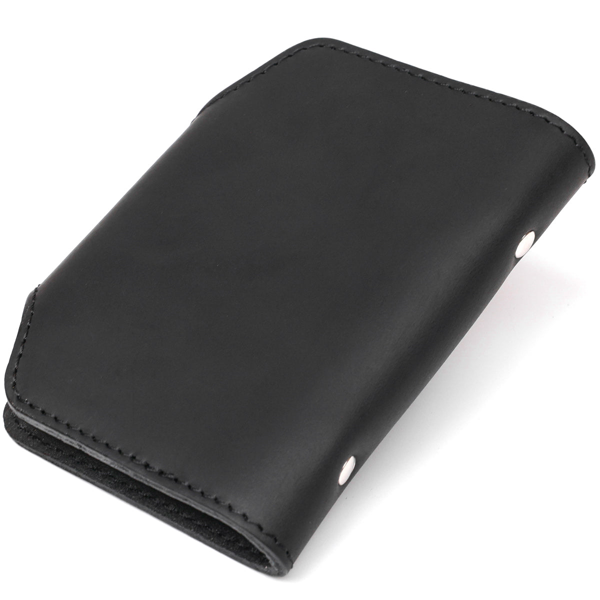 Vertical Business Card Holder SHVIGEL 13909 Leather Black for Cards, Ukrainian Craftsmanship