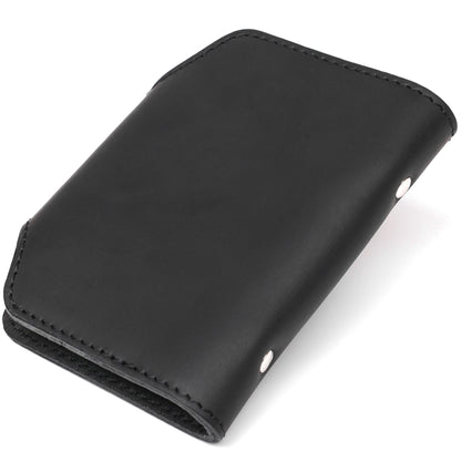 Vertical Business Card Holder SHVIGEL 13909 Leather Black for Cards, Ukrainian Craftsmanship