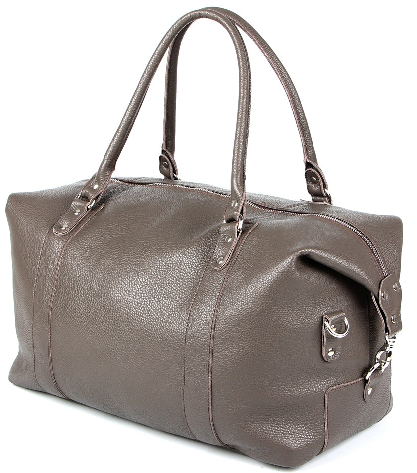 Travel Bag SHVIGEL 00889 Gray Genuine Leather Made in Ukraine