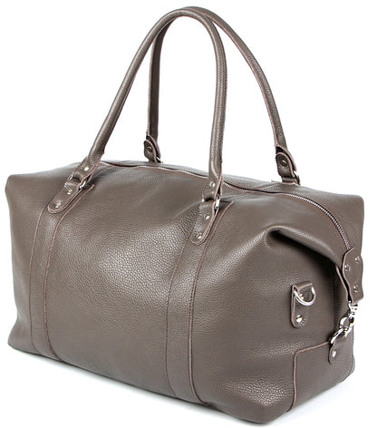 Travel Bag SHVIGEL 00889 Gray Genuine Leather Made in Ukraine