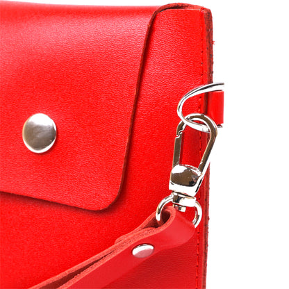 Leather Travel Cosmetic Bag SHVIGEL 16421 Red Natural Leather Made in Ukraine