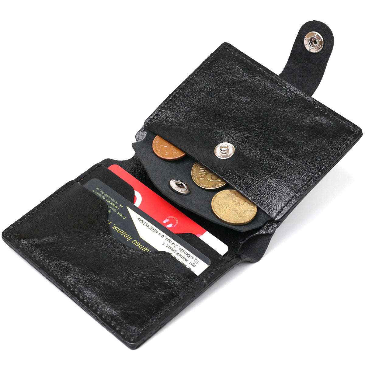 Men's Glossy Leather Wallet SHVIGEL 16481 Black - Natural Leather Craftsmanship