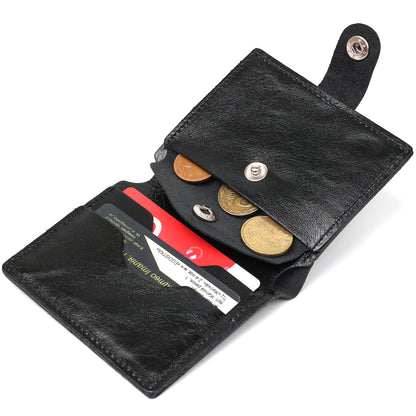 Men's Glossy Leather Wallet SHVIGEL 16481 Black - Natural Leather Craftsmanship