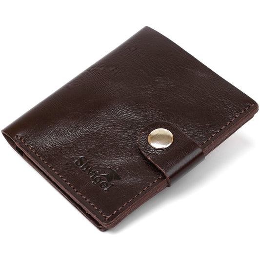 Stylish Leather Wallet for Men SHVIGEL 16485 Brown Natural Leather Ukrainian Craftsmanship