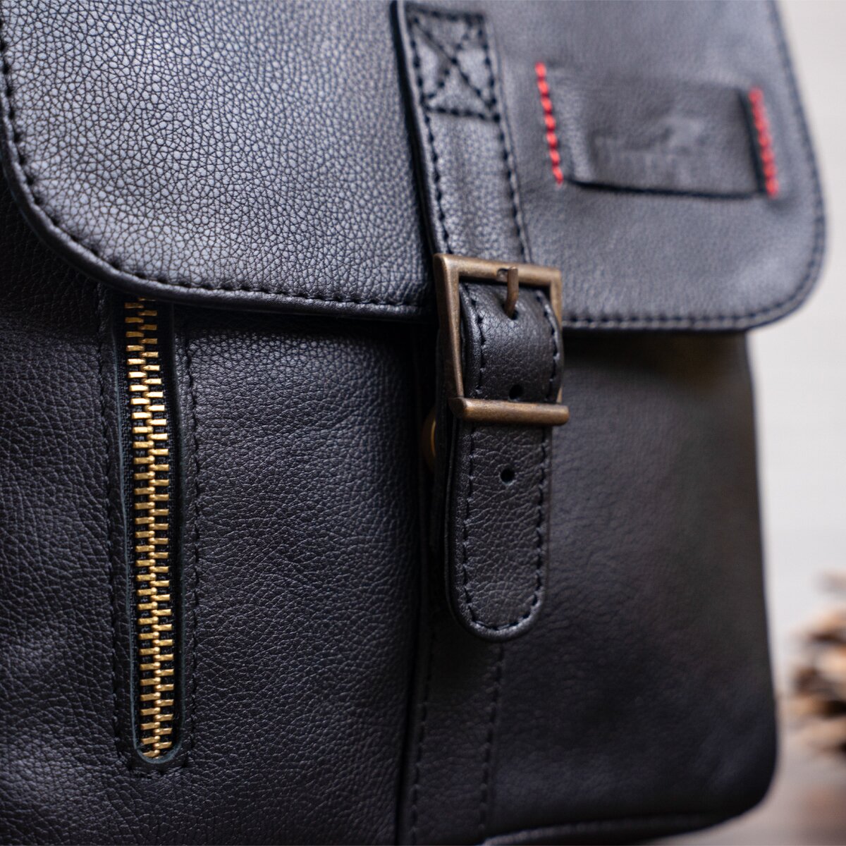 Men's Leather Bag - SHVIGEL 19100 - Black - Natural Leather - Handmade in Ukraine