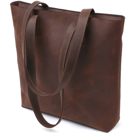 Vintage Women's Leather Shopper Bag SHVIGEL 16349 Brown Natural Leather