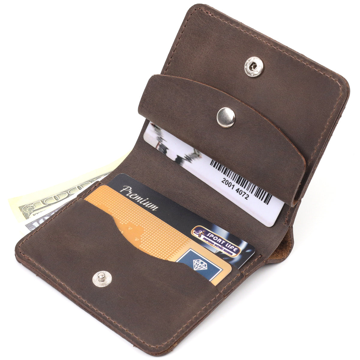 Vintage Leather Wallet SHVIGEL 16601 Brown Natural Leather Handmade Design